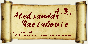 Aleksandar Mačinković vizit kartica